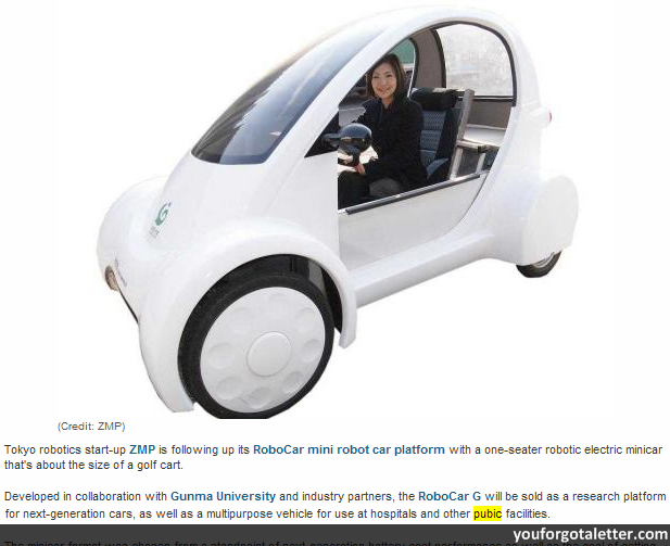 Japan's ZMP to sell golf cart-size robot car